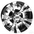 10inch RX168 Machined with Gloss Black Aluminum Offset Wheel for Golf Carts by RHOX